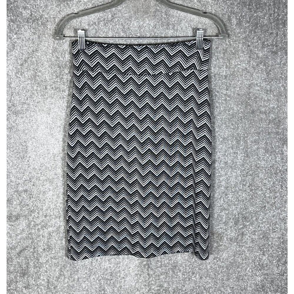 Sharon Max Chevron Straight Pencil Skirt Women Size S Black‎ Stretch Vintage USA